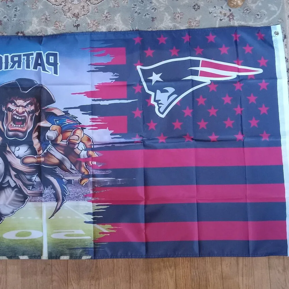 New England Patriots NFL 3X5 Feet American Flag Banner Pole or Wall Decor